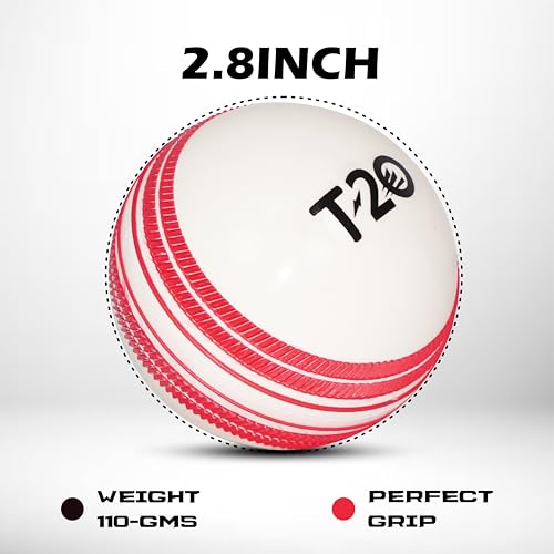 Image of RUBX PVC T-20 Plus Practice Cricket Wind Balls 110g - Pack of 3, (White), for Indoor & Outdoor, Street & Beach Cricket