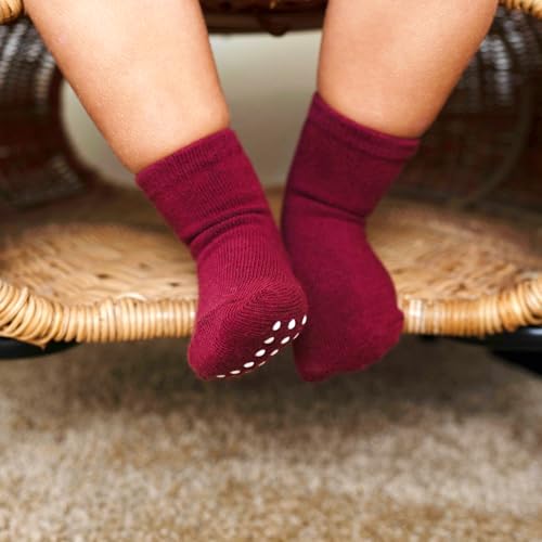 Image of JAKIDAR 12 Pack Baby Socks Cotton Crew Toddler Socks Grips Non Slip Bottom Kids Socks