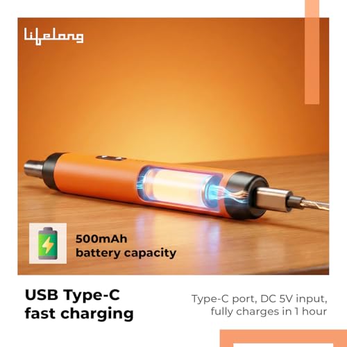 Image of Lifelong 38 Bits Electric Screwdriver Kit | Precision Rechargeable Screwdriver Toolbox | 500mAh Battery | USB Type-C, Magnetic Tip | 150 RPM Speed | Ideal for Phone, Laptop, Toy & Eyeglasses Repair