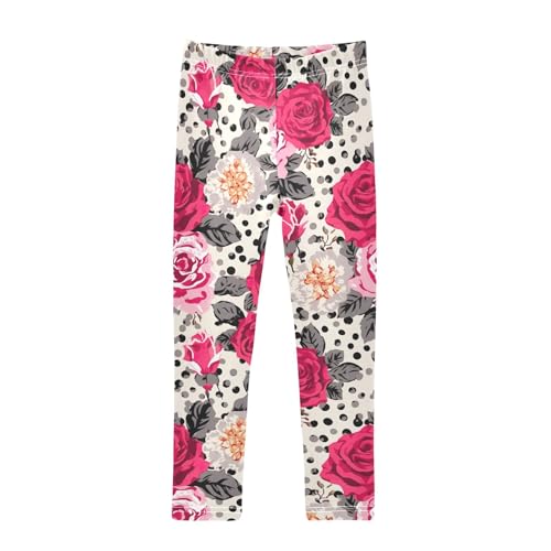 Kids High Waist Red Rose Leopard Leggings for Toddler Girls 4T 202b2552