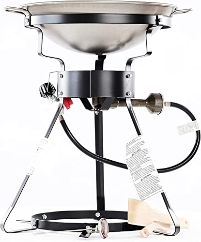 King Kooker 24Wc 12" Portable Propane Outdoor Cooker With Wok, 18.5" L X 8" H X 18.5" W, Black #TOP2