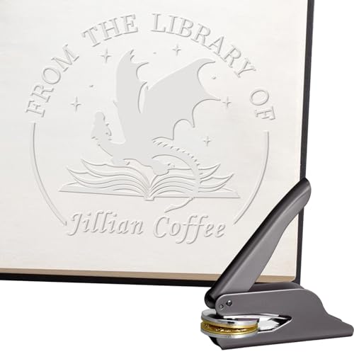 Personalized Book Embosser Dragon Designs | Custom Name Book Stamp for Book Lovers, Libraries, and Gifts | 6 Color 9 Designs | from The Library of | Ex Libris