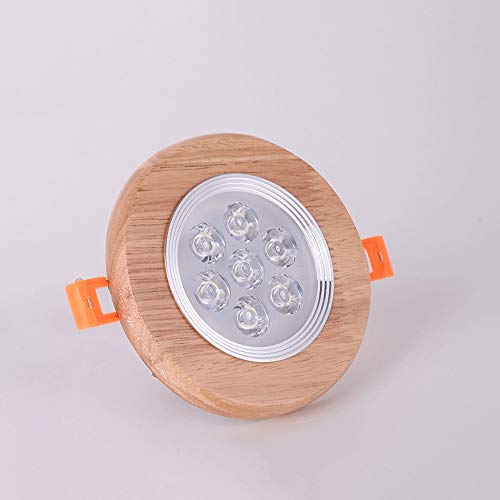 Preisvergleich Produktbild Lionze Massivholz Deckenleuchte Luxushaus Einbau Flat Panel Lampe Aluminium Runde Holz Scheinwerfer Blendschutz Gewerbliche Mall Dekorative Beleuchtung (Color : White Light, Größe : 3w)