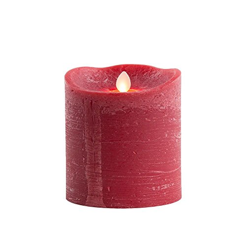 Preisvergleich Produktbild LED-Kerze Rustic D:8,7cm x H:10cm Rot Echtwachs