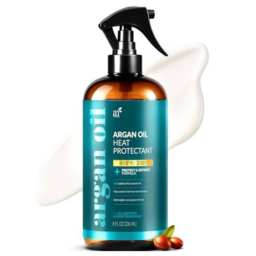 Artnaturals Thermal Hair Protector Spray - (8 Fl Oz / 236ml) - Heat Protectant Spray against Flat Iron Heat - Argan Oil Preventing Damage, Breakage and Split Ends - Sulfate Free (ANHA-0801)