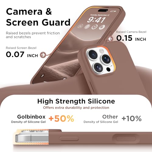 Image of GolbinBox Magnetic for iPhone 16 Pro Case, Silicone Cover, Brown