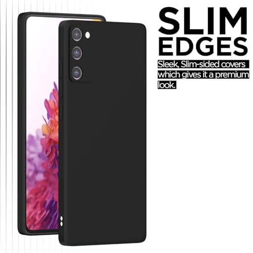 Image of Outlouders Back Cover for Samsung Galaxy S20 FE 5G | Camera Protection | Durable Soft Matte Silicone Bumper Case (Black)