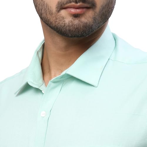 Image of Park Avenue Men Pure Cotton Slim Fit Structure Pattern Semi Cutaway Collar Formal Shirt