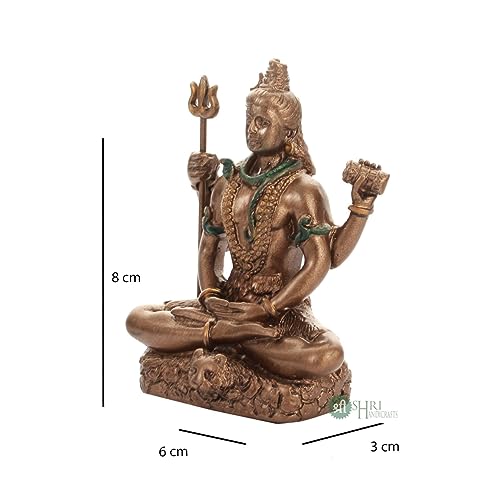 Image of Resin 3 inch Shiva Copper Finish Hindu God Statue Shiv Ji Idol Figurine Decoration and Pooja Sculpture Office House Warming Statue