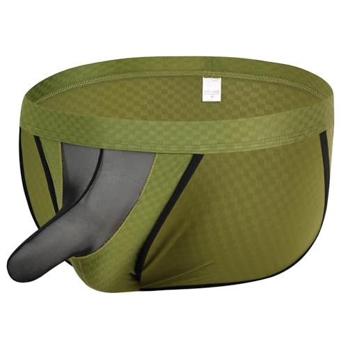 Men's Sexy Mesh Bulge Ball Pouch Underwear Breathable Ice Silk Briefs Low Rise Underpants