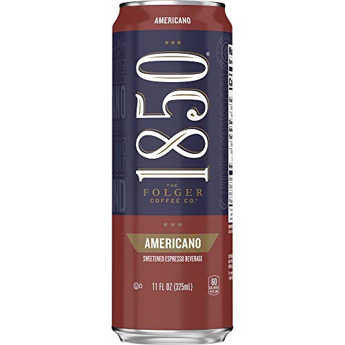 1850 By Folgers Americano Sweetened Espresso Beverage, 11 Fluid Ounces (Pack of 12), Ready To Drink