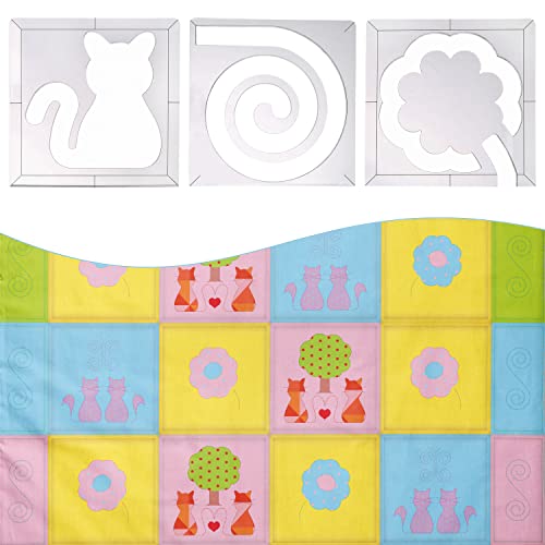 Low Shank Free Motion Quilting Template Set, 3 Quilting Templates, 12 Quilting Stickers, Quilt Guide. Quilting Rulers For Machine Quilting Quilt Ruler #TOP5