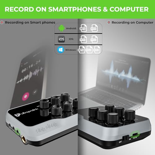 UltraProlink Sing Along Duet | Portable Bluetooth Karaoke Mixer | 2 Wireless Dynamic Mics | With Recording | Sound Card for Karaoke,Podcast, Singing, Live Stream,Broadcast| UM1002D | Grey 4 41vpVs0AOtL