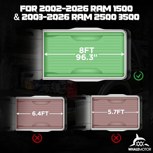 Image of Truck Bed Tonneau Cover Compatible with Dodge Ram 1500(2002-2026), 2500&3500(2003-2026) 8 ft Long Box w /o Rambox, Soft Roll Up Style