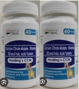 CCM HEALING 40 TABLETS (Pack of Two)- CALCIUM CITRATE MALEATE WITH VIT D3 & FOLIC ACID TABS (B0CGRV5TH4) Amazon Price History, Amazon Price Tracker
