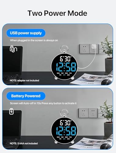 Image of CBK ABS Digital Alarm Clock Round Table Clock with Date Month Monitor Compact Desk Clock for Students,Home, Office, Bedroom, Living Room,Home Decor, Corporate Use (12 Cm Round) (Blue & White)