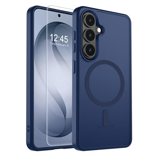 Image of SUPFINE Magnetic for Samsung Galaxy S26 Case with Screen Protector, (Built-in Magnets) (Military Grade Drop Protection) Slim Translucent Shockproof Phone Case,Sapphire Blue