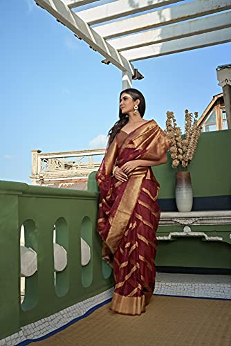 Image of Vardha Women's Art Silk,Silk Saree with Banarasi Weave and Unstitched Matching Blouse Piece | Sari for Women