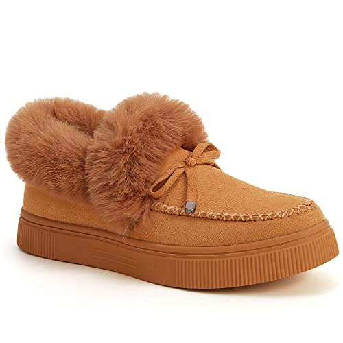 Tinstree Winter Flat Boots Warm Durable Shoes Casual Fashion Fur Lining Ankle Snow Boots Loafer Flats Platform Thick Plush Shoes For Women #TOP3