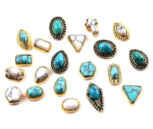SIXAOAZZ 50 PCS Turquoise Nail Ornaments 3D Nail Art Supplies Accessories Western Retro for Nail Art DIY Small Blue