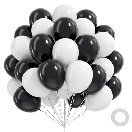 60pcs Black and White Balloons White and Black Balloons for Wedding Engagement Birthday Party Decorations