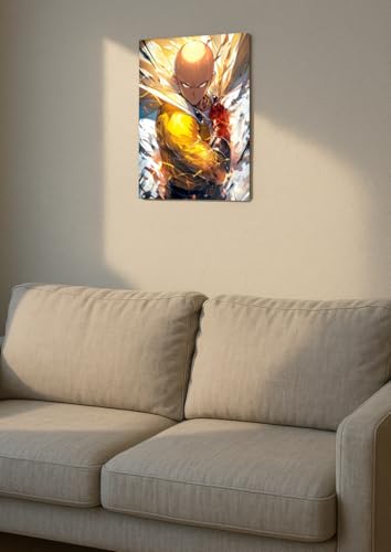 Image of NIJUKA Anime Printed A4 Size Metal sheet Poster For Home And Room Decoration | For Anime Art Fans Boys And Girls (One Punch Saitama)