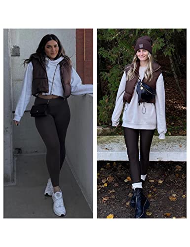 UANEO Cropped Puffer Vest Women Zip Up Stand Collar Sleeveless Padded Crop Puffy Vests