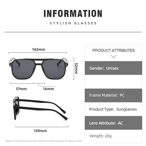 Fashion Classic Sunglasses Men Outdoor Sun Glasses Women New Large Frame Retro Trend Plastic Eyewear UV400,Brown,139 * 142 * 52mm2