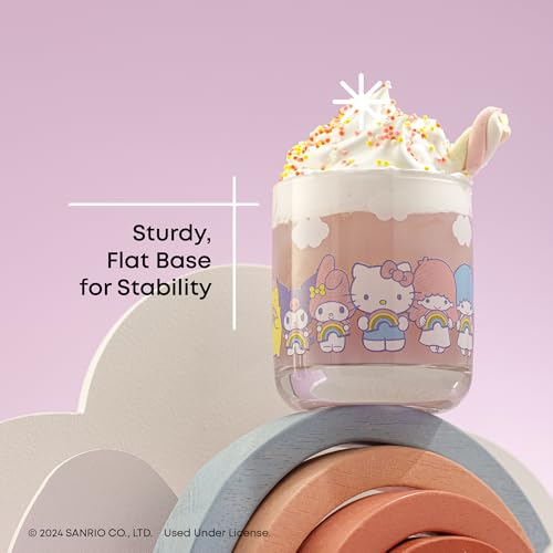 JoyJolt Hello Kitty & Friends Rainbow Short Drinking Glasses, Lowball Glasses Set of 4, 10oz Glass Tumblers ft Sanrio Characters Cinnamoroll Kuromi My Melody and More, Kawaii Hello Kitty Glassware - Image 7