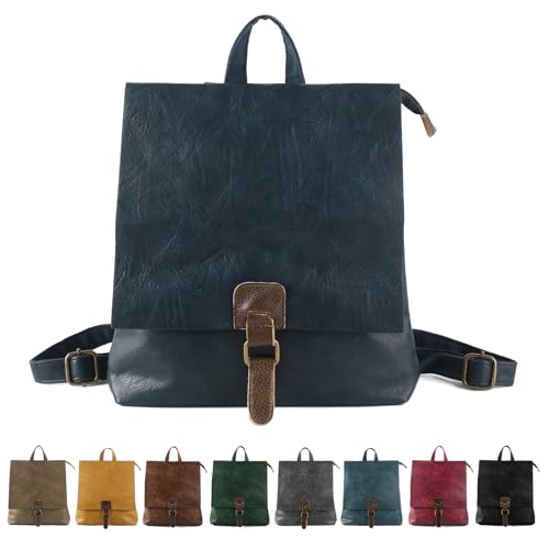 Image of Women's Fashion Backpack Purse Multipurpose Design Convertible Satchel Handbags Shoulder Bag Travel bag (Dark Blue)