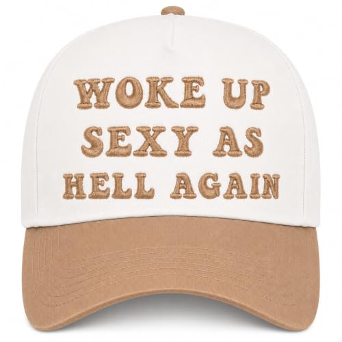 Vintage Funny Trucker Hat for Women-Woke Up Sexy As Hell Again Hat