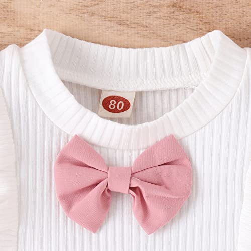 Camiseta infantil para meninas de manga curta com babados e nervuras para meninas (vermelho, 12 a 18