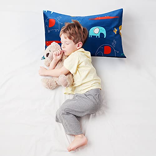 Uomny Animals Toddler Pillowcase - 3 Packs 100% Cotton Standard Toddler Pillowcases - Lions Nursery Pillow Cover For Boys 13X18 Inch Elephant Pillow Case Infant Bedding Pillowslip Cover #TOP5