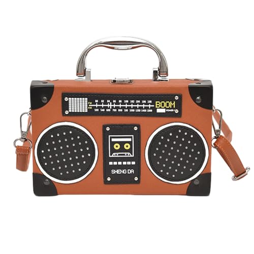 PTILSERY Bolso de hombro con forma de radio para mujer, bolso de mano creativo y bolso de noche, bolso cruzado de piel sintética