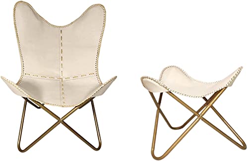 Sillón Plegable Vintage Beige con Estructura Dorada miniatura 1