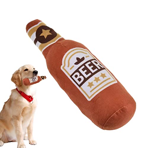Rianpesn Grunzendes Hundespielzeug - Interaktive Weinflasche Quietschendes Stoffloses Hundespielzeug - Fetch süßes Hundespielzeug für kleine, mittelgroße Hunde, Welpengeschenk, aktives Beißen
