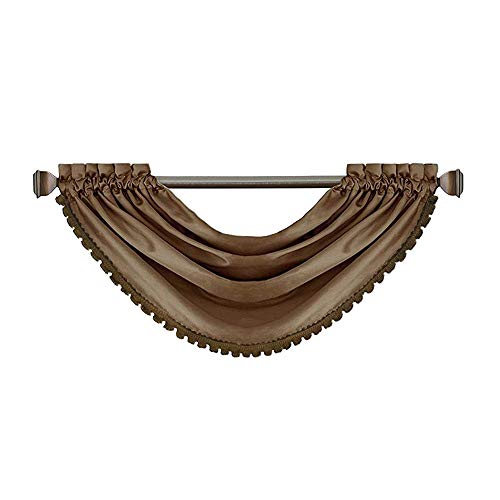 Elrene 26865854268 Home Fashions All Seasons Room-Darkening Waterfall Window Valance, Accessory For Bedroom Or Living Room Windows With Rod Pocket Tabs, 52 Inch X 36", Antique Gold cover