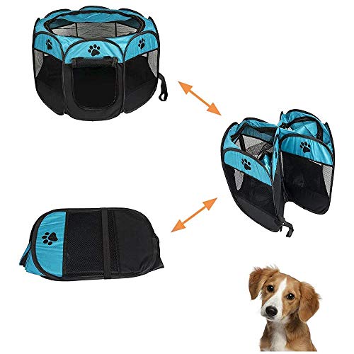 Image of Pet Playpen, Foldable Dog Playpens, Portable Exercise Kennel Tent for Puppies /Dogs /Cats /Rabbits, Dog Play Tent with Removable Mesh Shade Cover for Travel Indoor Outdoor Using