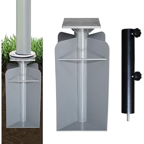EliteShade In-ground Umbrella Base, Silver, 17.5" x 8.5" x 8.5", 26 lbs Cover