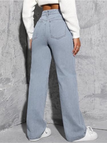 Image of Glossia Denim Baggy Jeans for Women | Stretchable High Waist Straight Fit Jeans for Women | High Rise Stretch Denim | Loose Fit Plus Size Denim (Sizes - 24 to 44) WJ32-1205-$
