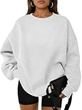 WYNNQUE Oversized Sweatshirts For Women Crewneck Fleece Pullover Comfy Hoodies Fall Outfits Fashion 2026 Winter Clothes Trendy Sweaters Ladies Plain Tops Cute Basics Clothing Grey S