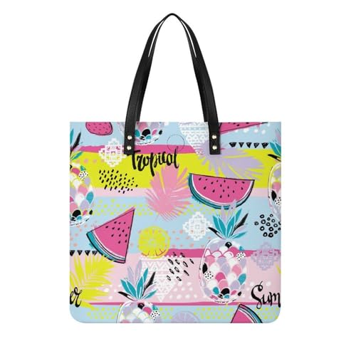 Sac shopping fruits colorés en toile pour femme de 39x39 cm