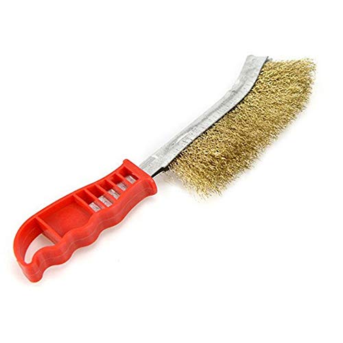 Wire knife brush/copper plated derusting brush/knife type wire brush/knife shape cleaning brush/plastic handle iron brush Lift (Color : A)