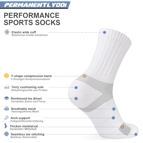6-Pair Cushion Sports Socks Men Women Tennis Sock Ankle-support for Basketball Baseball Running Hiking Padel..2