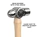 GreatNeck BP8 Ball Peen Hammer, 8 Oz Drop-Forged Steel Metalworking Tool With Precision-Balanced Authentic Hickory Wood Ball Peen Hammer Handle, For Riveting, Shaping, Bending Metal