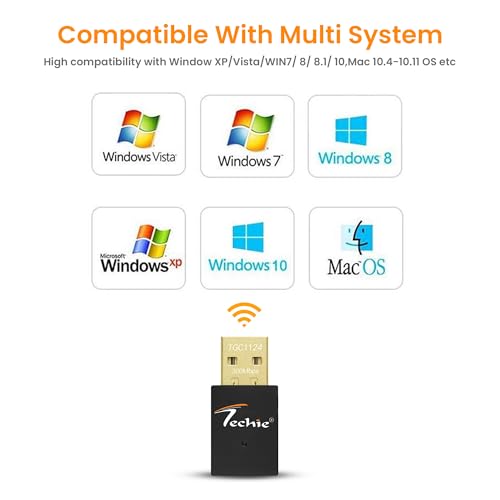 Image of Techie USB WiFi Adapter 300Mbps Wireless Dongle for PC TV Box Laptop
