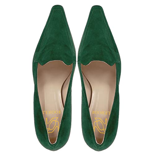Image of LEHOOR Women Vintage Chunky Block Heel Pumps Shoes Square Pointed Toe Slip On Formal Office Work Business Loafers Shoes Suede Snakeskin Cone Heel Oxford Shoe Ladies Professional Chic Fall 4-11 M US