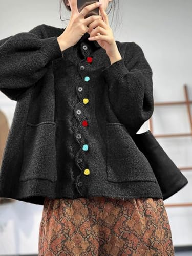 Image of JASCLS Women's Casual Loose Knit Cardigan Oversized Color Block Full Sleeve Sweaters for Women