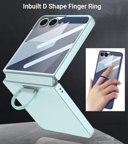 Image of Kapa Ultra Thin PC + D Ring Back Case for Samsung Galaxy Flip7 / Z Flip 7 |with [Inbuilt Glass] Shockproof Slim Hard Protective Cover (Mint Green)