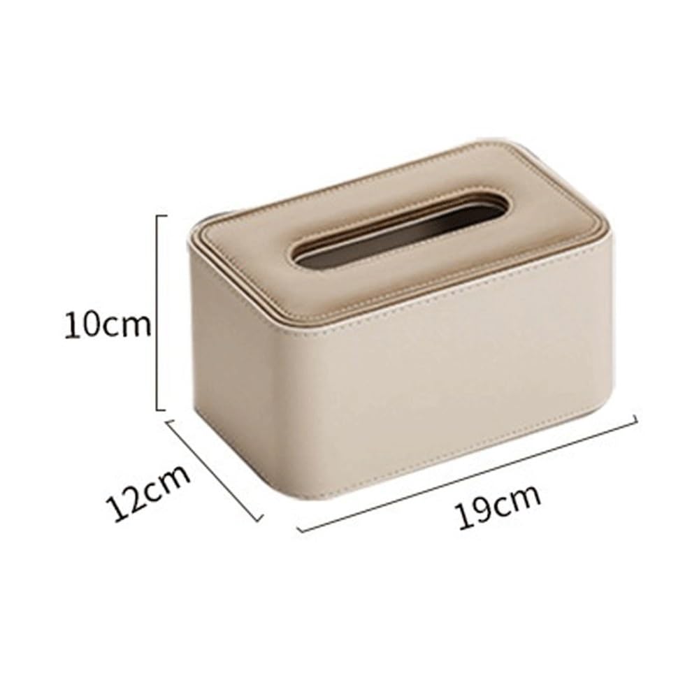 Porta fazzoletti in pelle PU beige, organizer rettangolare for casa, ufficio, bagno(Beige)